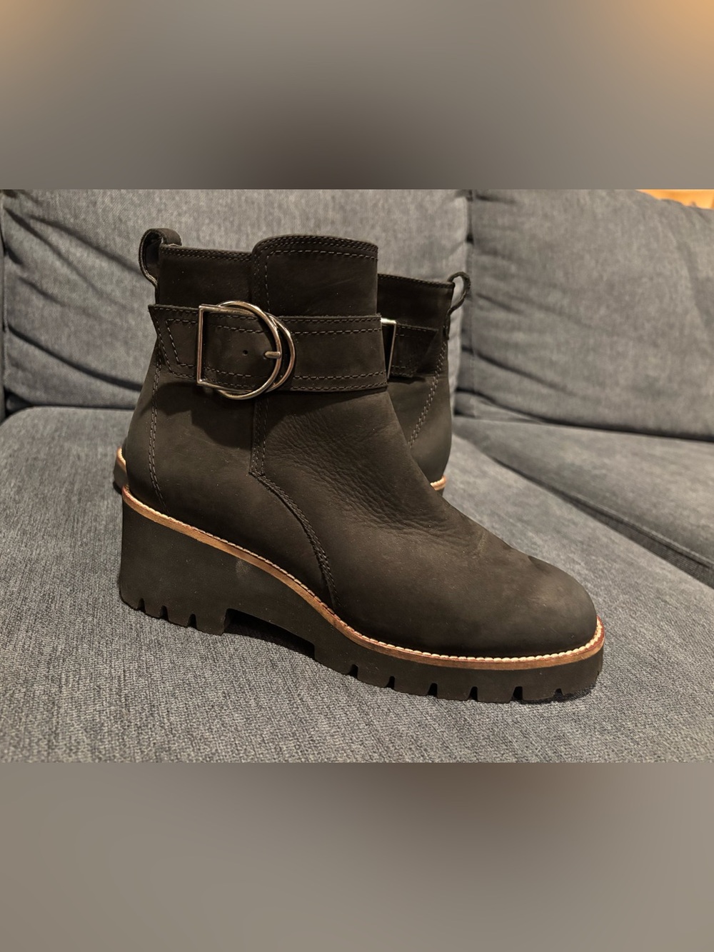 Blondo Black Lug Sole Ankle Boots with Buckle Waterproof - 9.5